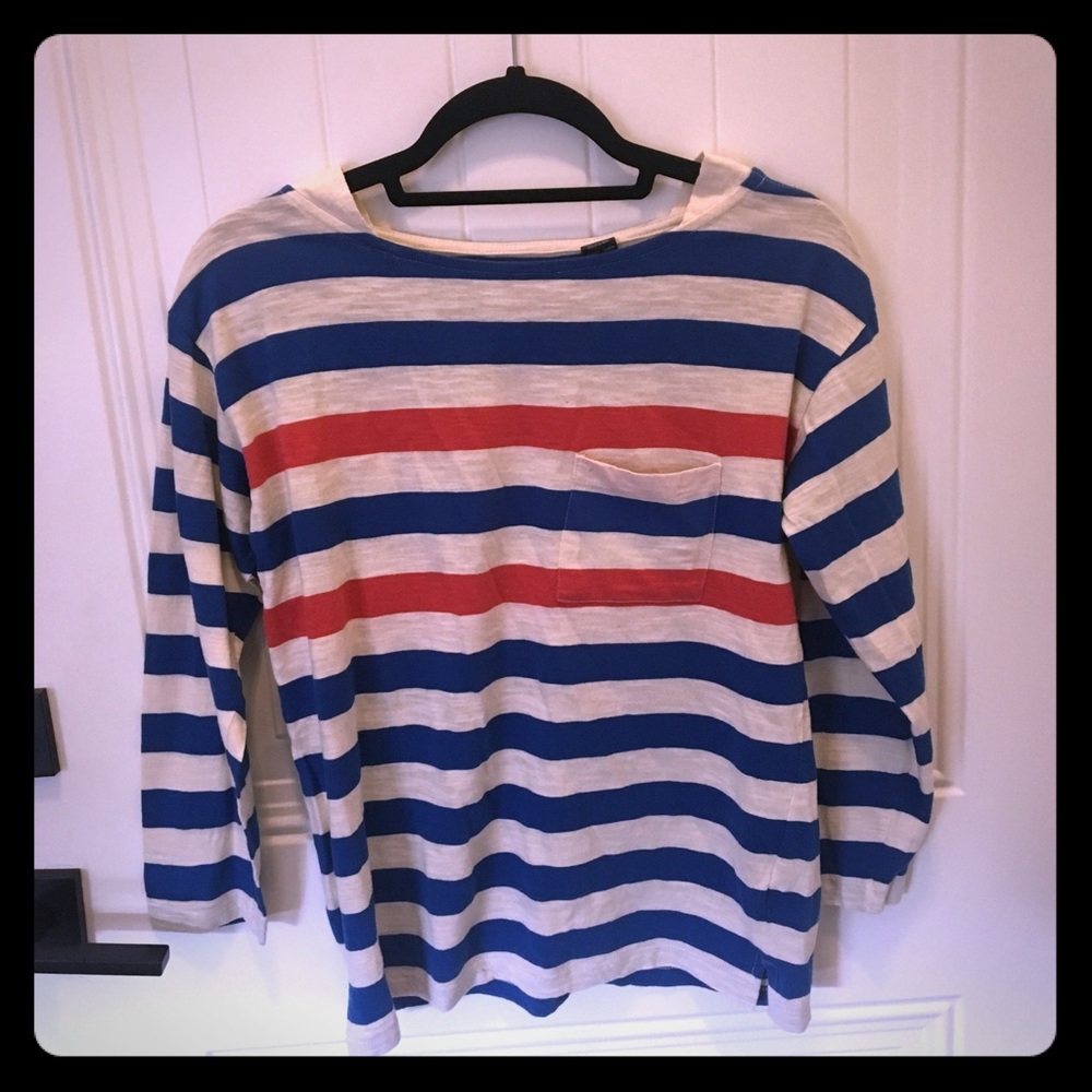 French Connection Striped 3/4 Length Sleeved Top